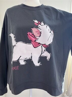 GUC Disney Charcoal Sweatshirt with Pink & White Marie Kitten Graphic